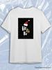 TeeSensation White Crew Neck Short Sleeve T-Shirt with Ho Ho Ho Santa Hat Snow Print