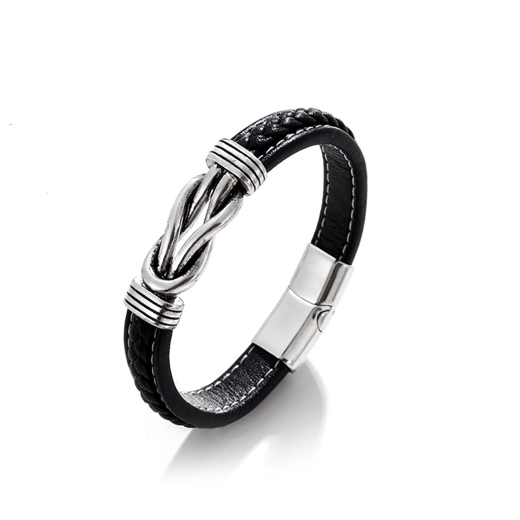 Jewelry Simple Two-color Leather Men's Bracelet Stainless Steel Magnet Buckle Trend Bracelet Creative Accessories
