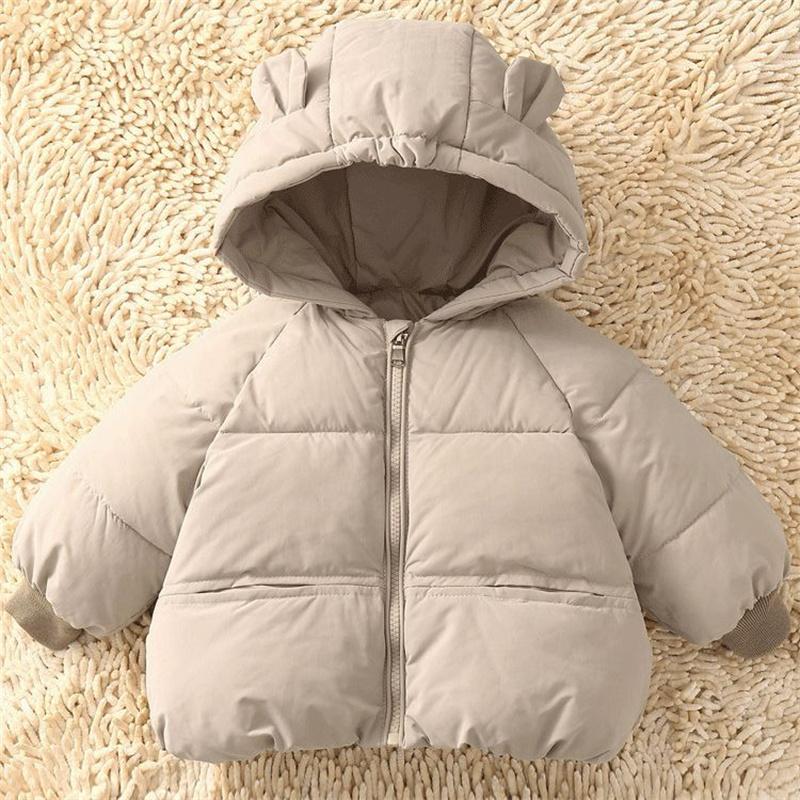 Boys Girls Thickened Down Coats Baby Winter Warm Hooded Jackets Outerwear Children Solid Color Coat Kids Casual Clothing