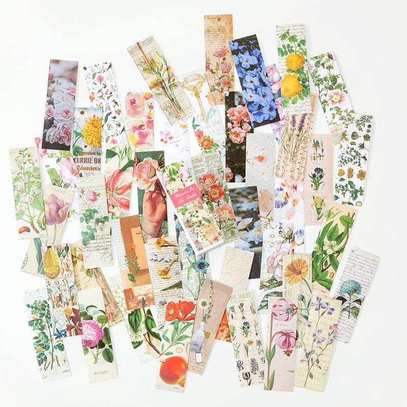 

50sheets Vintage Washi Paper Sticker Book butterflies Natural Plants Sticker for Junk Journals Scrapbooking Collage Decor