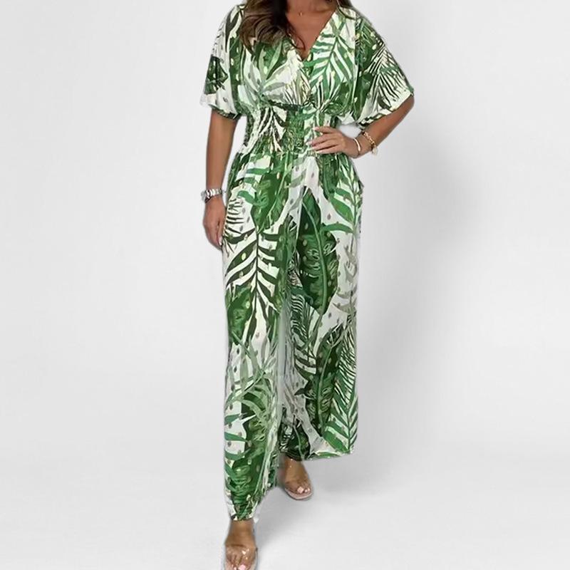 

Весенняя женская мода 2025 года, женская одежда с принтом, повседневный широкий комбинезон в стиле Mori resort S зелёный