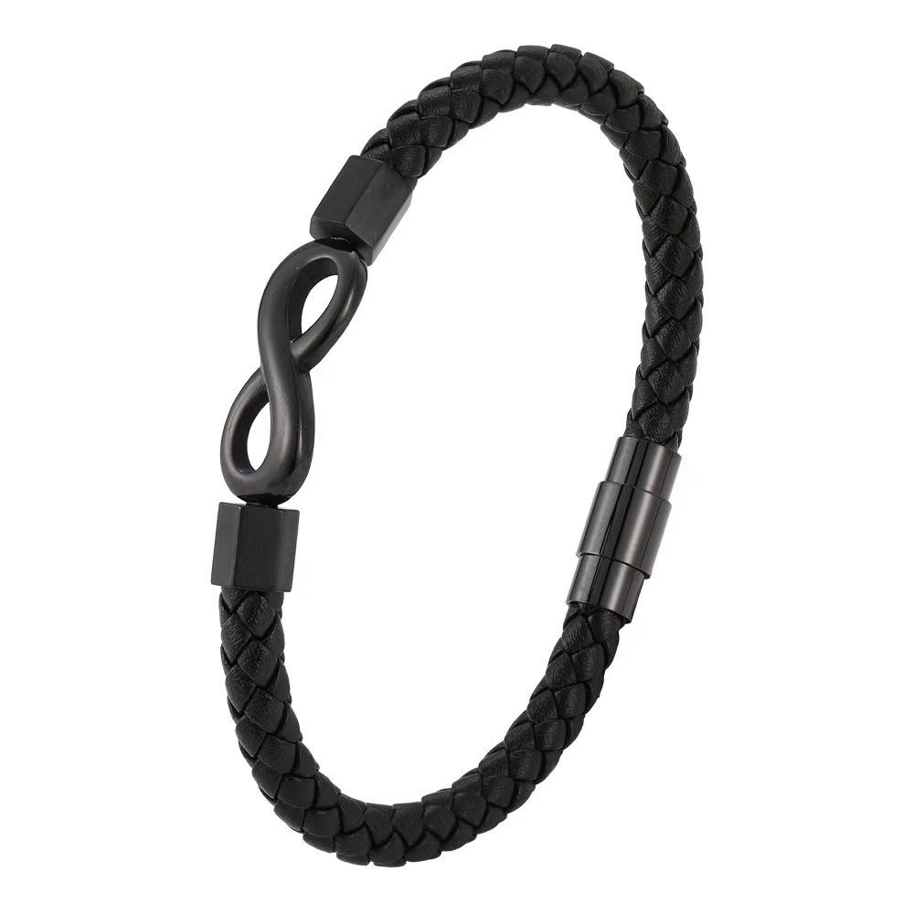 2026 Ювелирные изделия Плетений кожаный браслет Персонализированный 8-символьный Мужская кожаная веревка Новый 19cm