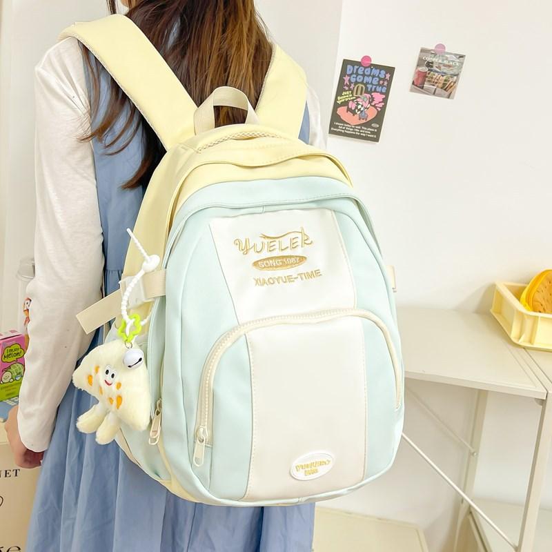 Schoolbag High-value schoolbag Female college student Korean version Fashion contrasting color Junior high school backpack Large capacity High school
