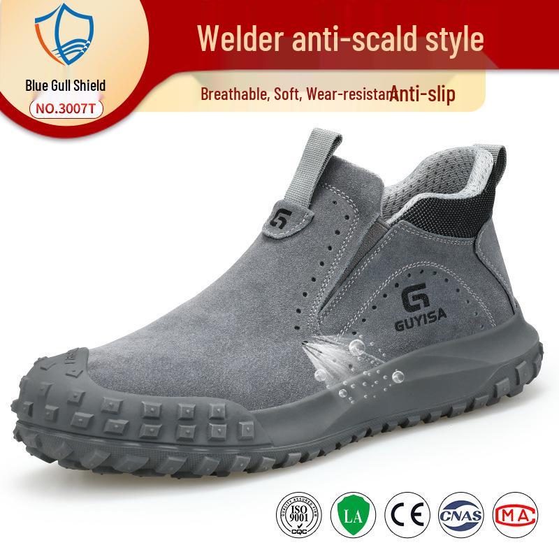 Breathable Men’s Fireproof, Anti-Smash, Anti-Puncture Safety Shoes - Comfortable, Wear-Resistant, Non-Slip Work Shoes for Welders