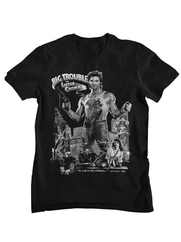 Big Trouble In Little China Retro Movie Poster TShirt Unisex Kurt Russell Inspired Casual Short Sleeve Cotton Streetwear