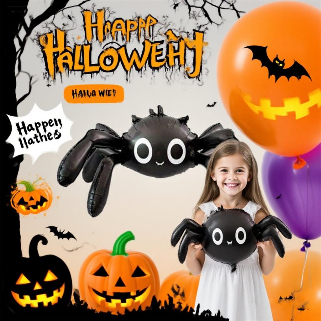Spider Foil Balloons, Large Cute Black Spider Design Balloons With 6 Legs, Used For Pranks , Haunted House Decoration, And Halloween Party Supplies