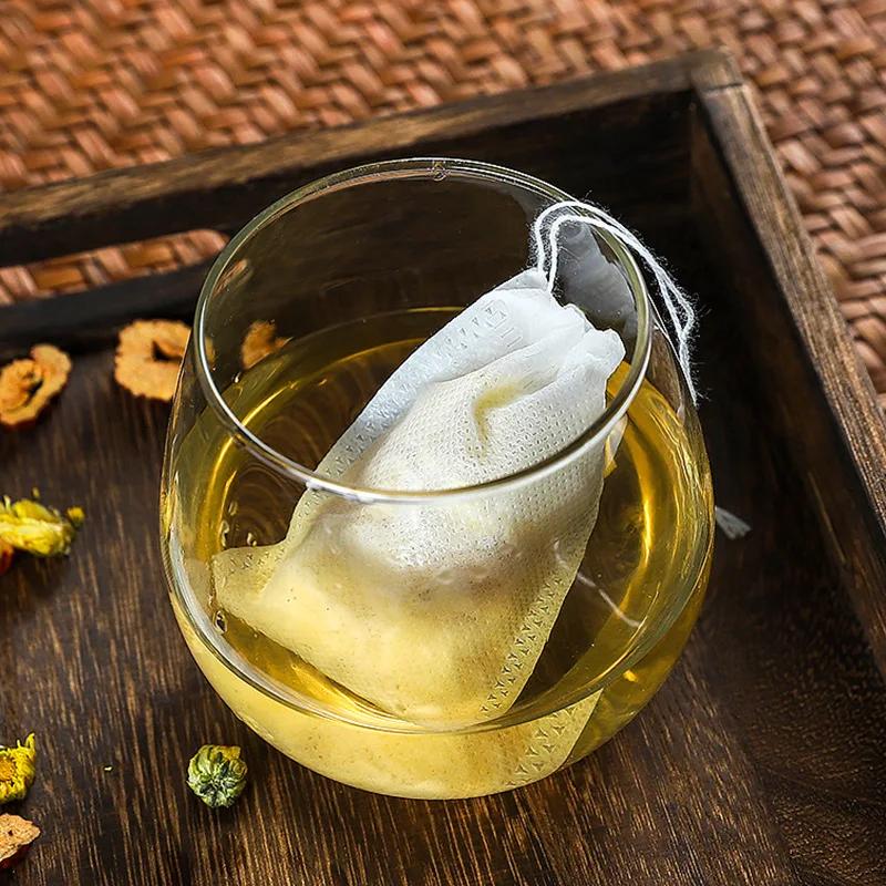 100 Pcs Tea Filter Bags for Loose Tea Herb Spice Empty Mesh Small Drawstring Seal Infuser Strainer Bags Disposable Tea Bags