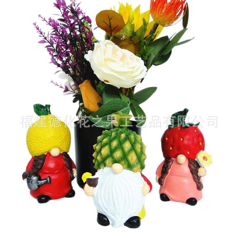 **Creative Fruit-Shaped Resin Gnome Ornaments for Garden**