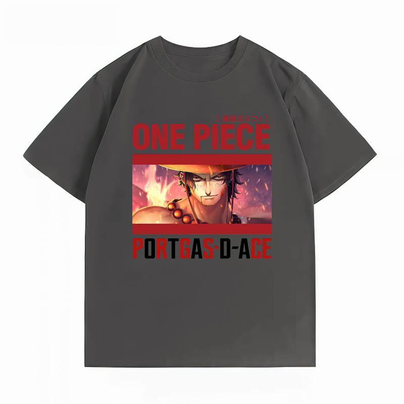 One Piece Portgas D Ace Unisex's 100% Cotton T-Shirt, Streetwear Anime Graphic Short Sleeve Summer Unisex's Tops