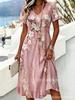 New digital printing, short-sleeved V-neck slim skirt dress creative shading skirt no