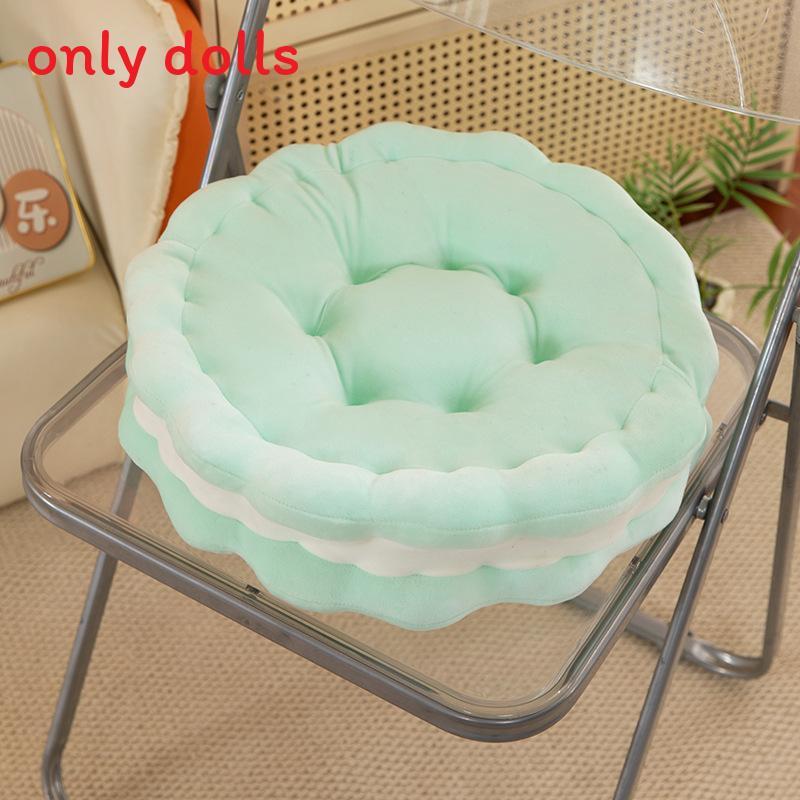 Round Plush Cookie Cushion With Pp Cotton Filling For Sofa Bed Office Napping Support