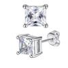 Round Square Cubic Zirconia Stainless Steel No-Piercing Ear Clip Cartilage Earrings