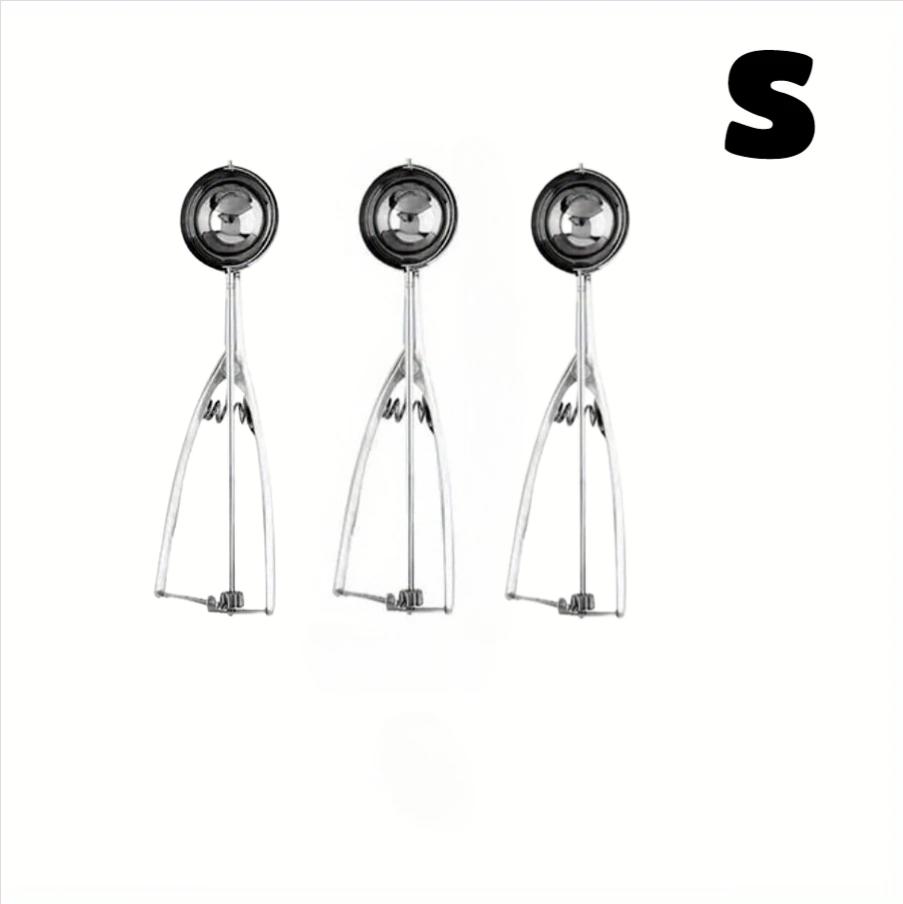 3pc Ice Cream Scoop with Spring Handle Stainless Steel Cookie Scoop Mash Potato Watermelon Ball Scoops Dough Baking Kitchen Tool