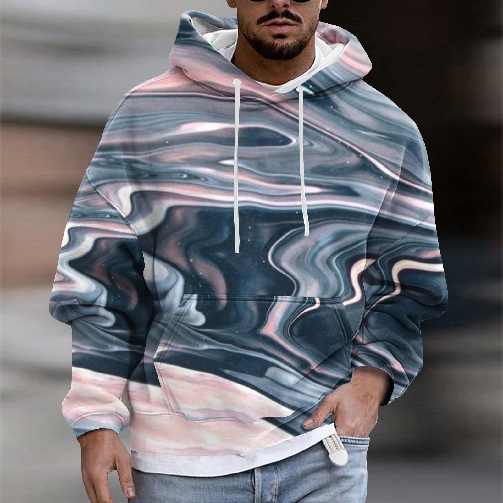 Men s Print Plush Warm Coat Sweater Casual Coat Pocket Sweater Winter Coat XXL синий