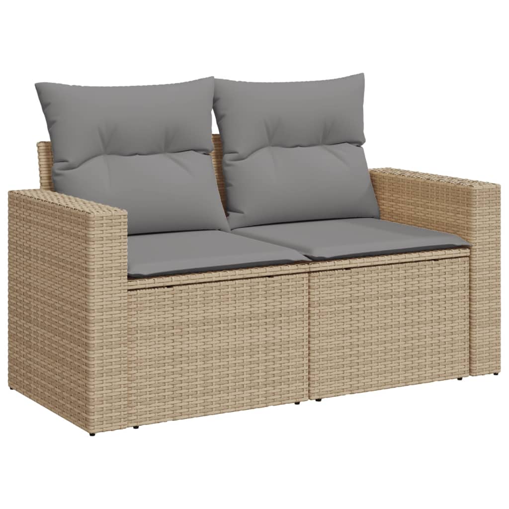 Vidaxl 8-Cz. Garden Furniture Set With Cushions, Beige, Poly Rattan