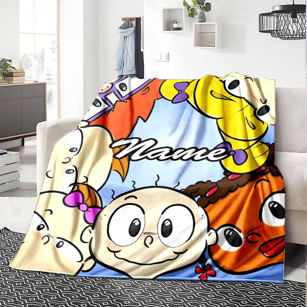Custom Name Rugrats Theme Printed Blanket - Perfect for Couch, Bed, Travel & Outdoor Use | Machine Washable, Cozy & Durable.