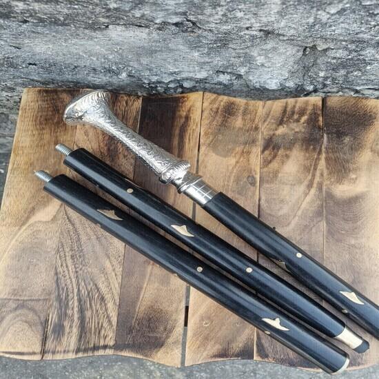 Antique Style Victorian Vintage Designer Brass Handle Cane Wooden Walking Stick