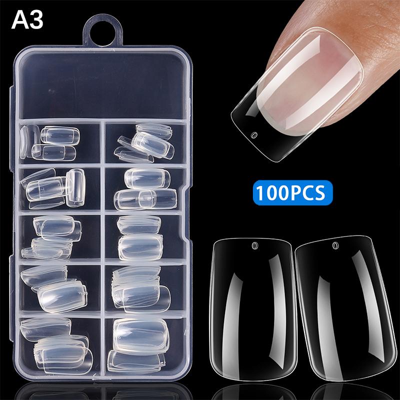 100Pcs/Box Nails No Polishing Press On False Nails Polishing-Free Nail Patch High Transparent Soft Gel Nail Tips For Extension