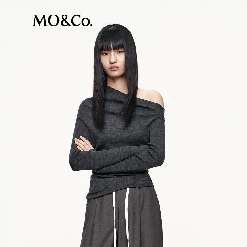 MO&Co. Women's Asymmetric Collar Wool Sweater