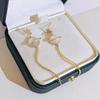 Personality Tide 111 Silver Needle Space Planet Earrings, Temperament Cat's Eye Round Ball Long Fringed Earrings Earrings