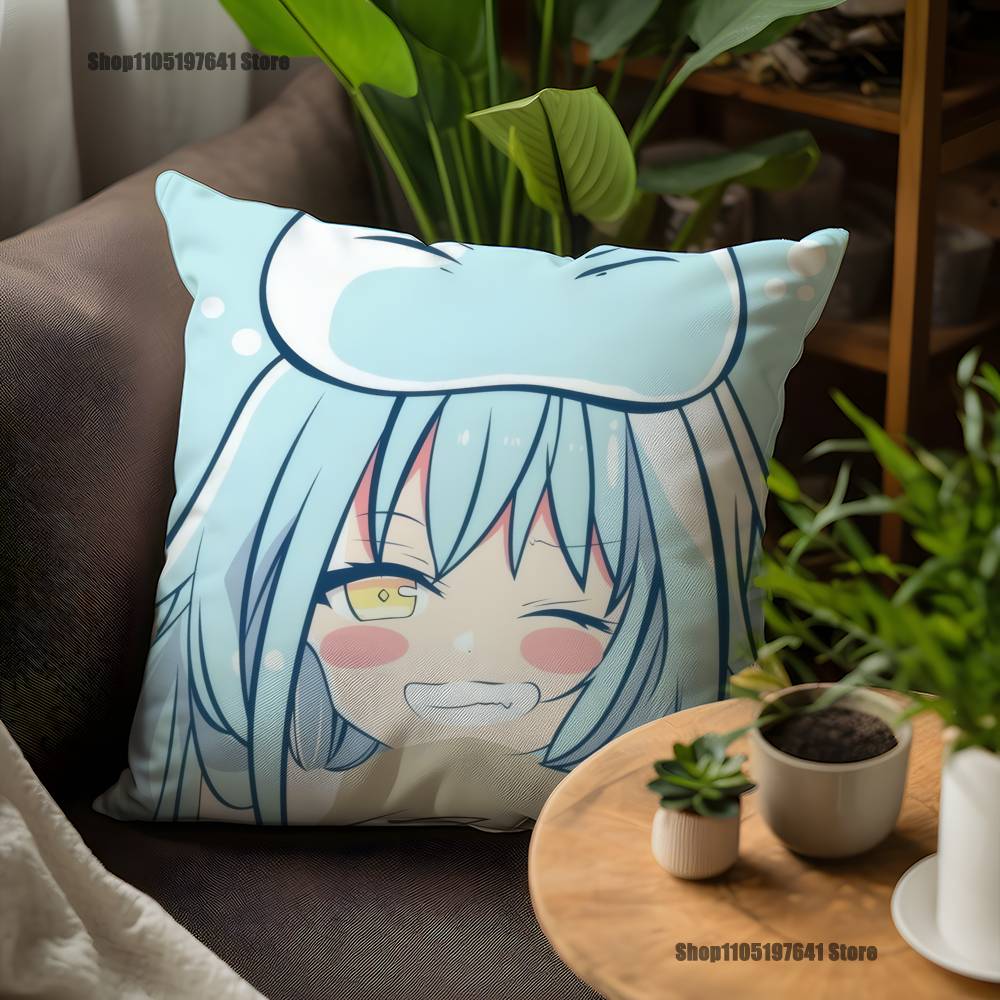 T-Tensei Slime R-Rimuru Anime Pillow Case For Sofa Decor Car Office Room Printing Cushion Cover Decorations and Protector