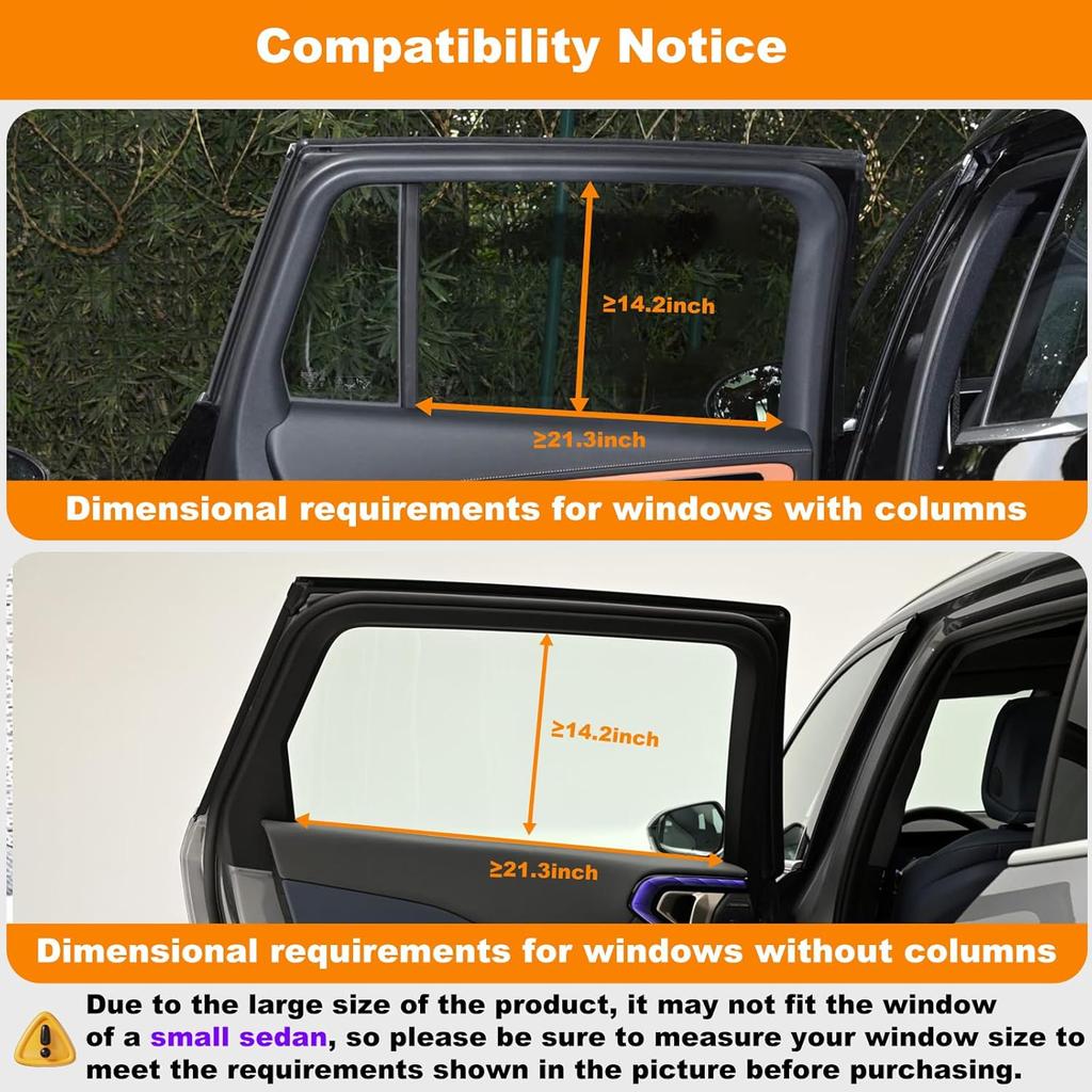 Square Baby Car Window Shades For Rear Side Windows - 2 Pack Easy Stick Rear Side Window Sun Shade That Stay In Place, Glare & UV Blocker Car Window