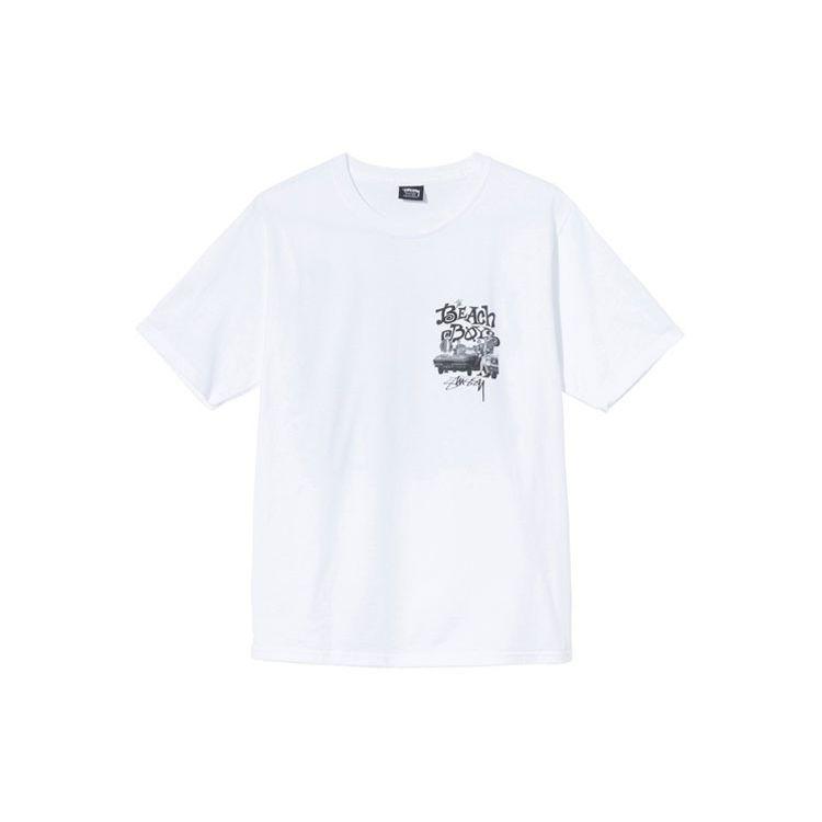 Stussy The Beach Boys Portrait Short Sleeve American Vintage T-Shirt Unisex Tops White 3903704