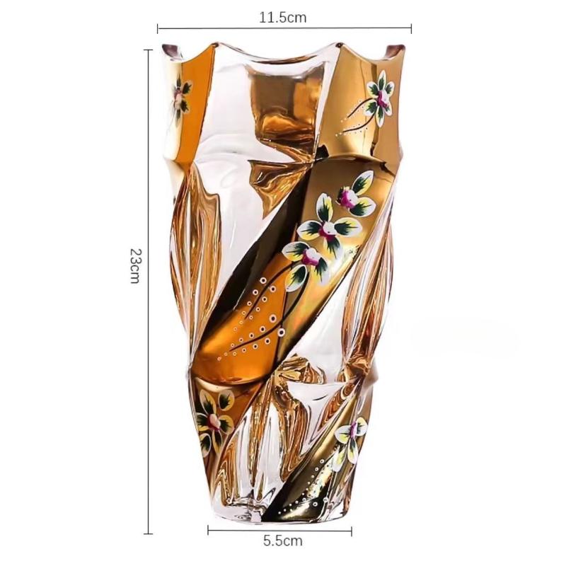

Ваза из хрусталя в европейском стиле с золотой эмалью, украшение в европейском стиле, подарок на новоселье, украшение для дома