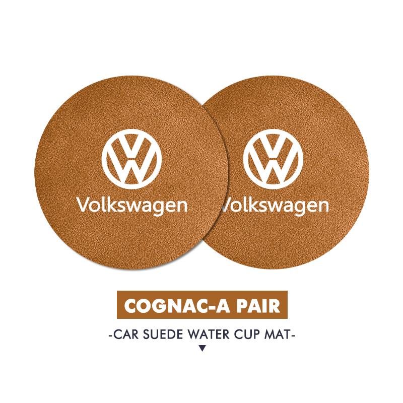For Volkswagen VW 2pcs Car Cup Holder Coaster Suede Anti Slip Anti Scratch Insert Scirocco Passat Polo B5 B6 B7 CC Tiguan Sharan DG9