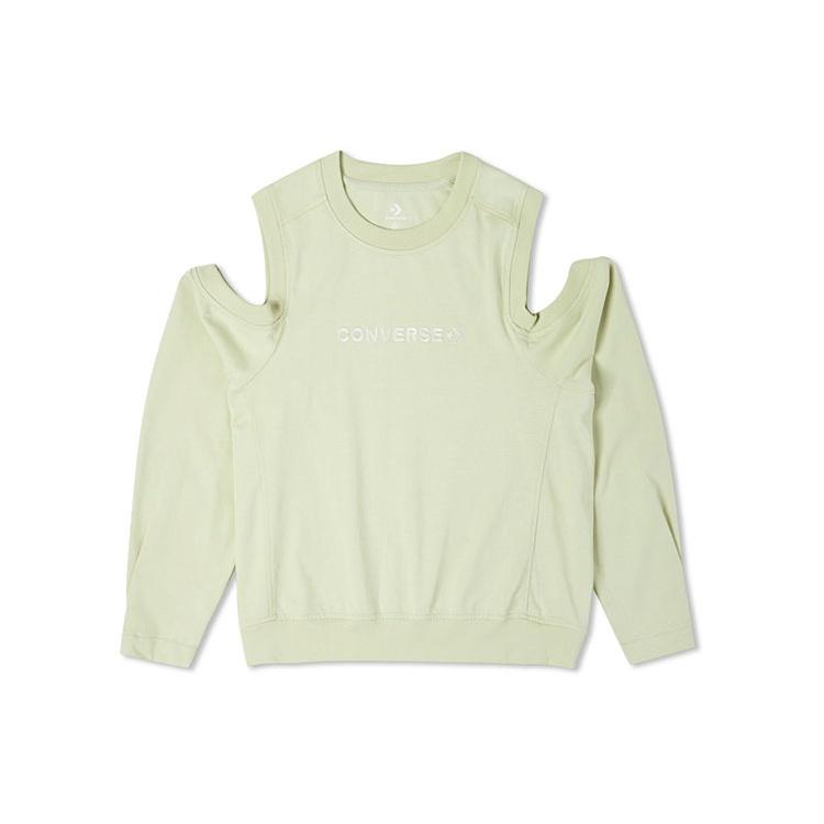 (WMNS) Converse Twisted Knits Cold Shoulder Top Asia Sizing  Light Green  Women s 10023190-A03 S