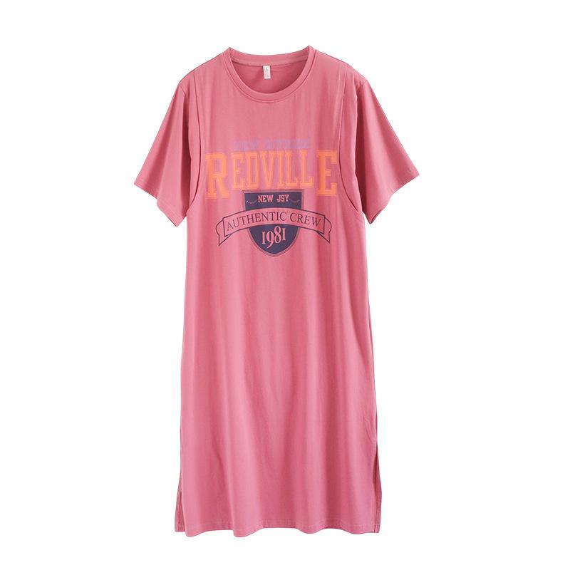 Pure Cotton Short Sleeve Breastfeeding Dress - Mid-Length Maternity/Postpartum Nightdress for Hot Mom Style