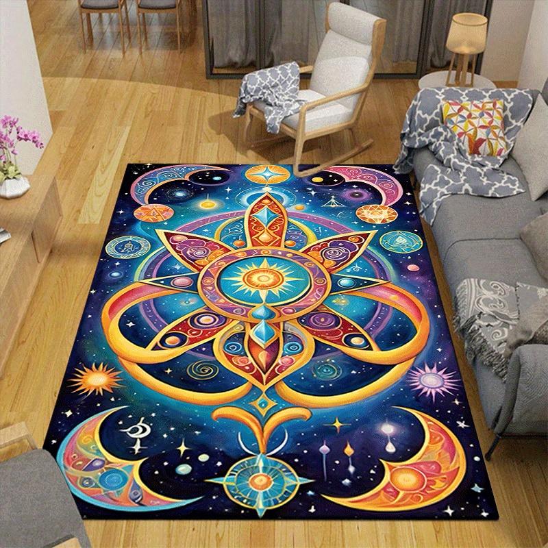 1pc Sun Totem Print, Design Indoor Area Rug - Soft, Anti-Slip, and Durable Gaming Room Decor for Bedroom, Living Room