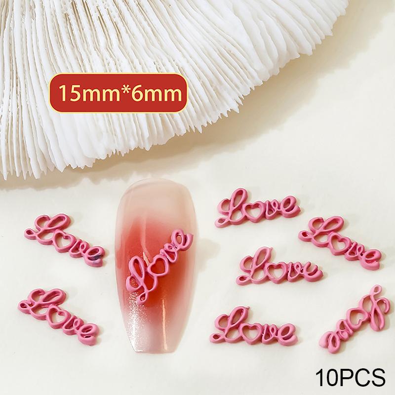 10PCS Metal Love English Letter Nail Art Charms Accessories Supplies Nails Decoration Product Parts Manicure Decor Materials