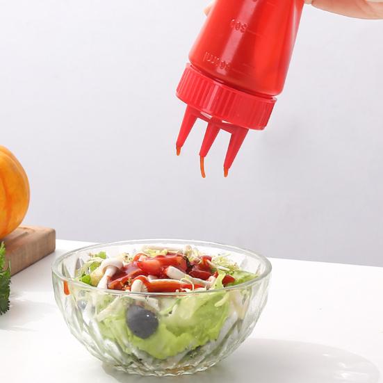 Refillable Squeeze Bottle Food Grade 3 Hole Large Capacity Condiment Bottles for Kitchen