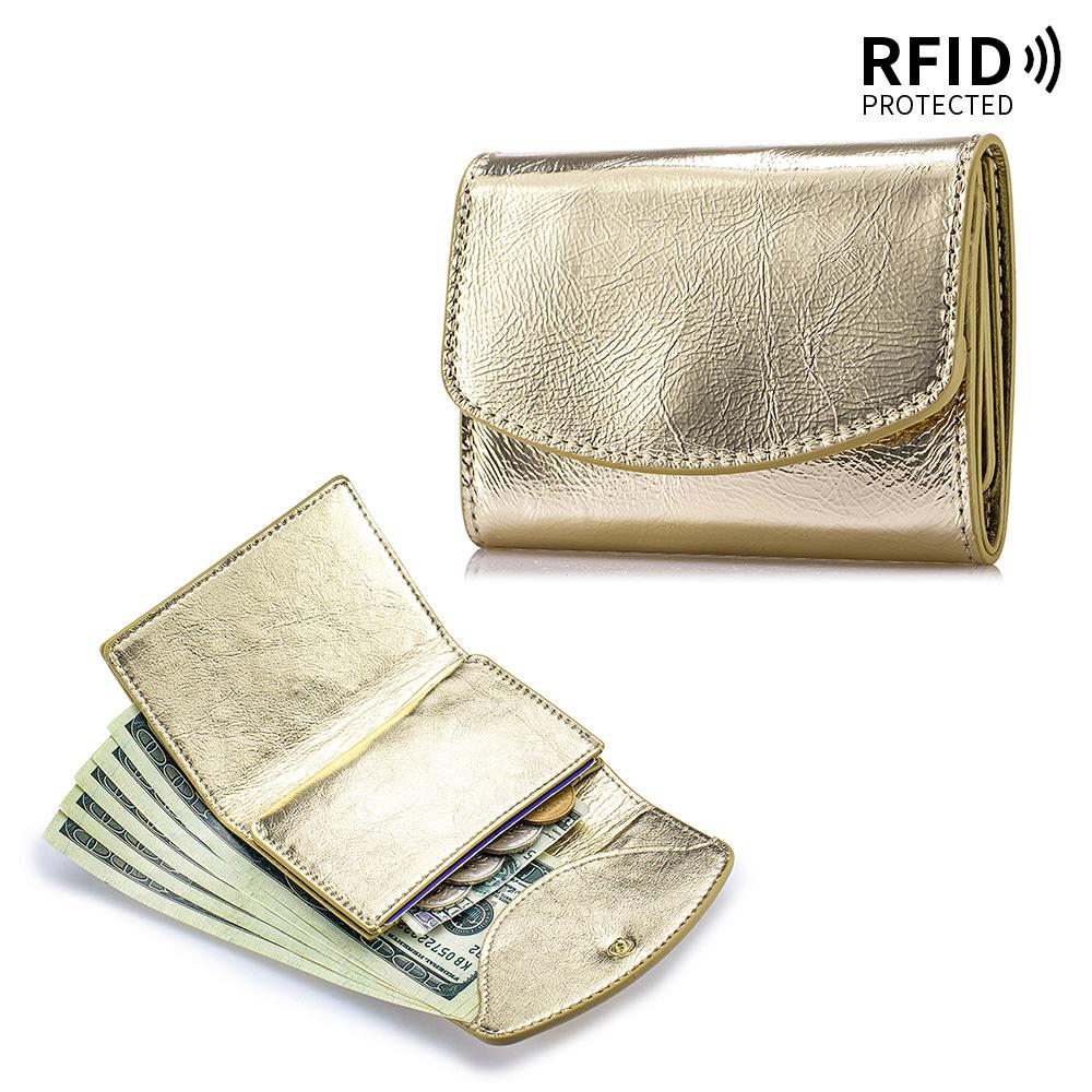 Women Genuine Leather Slim Short Wallet RFID Blocking mini Wallet Credit Card Holder money clip wallet Zipper Coin pocket