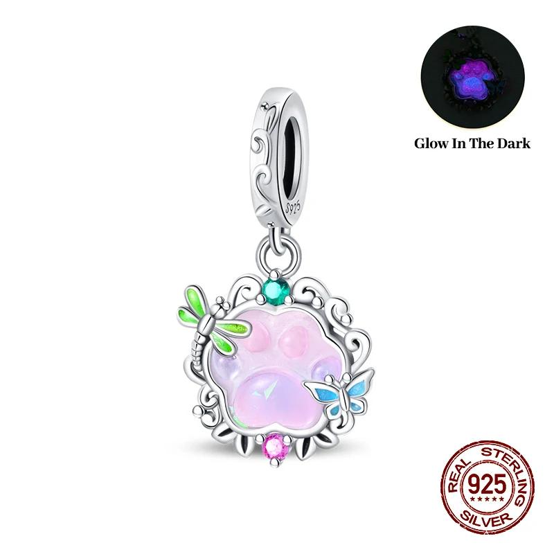 Spring Luminous Star Firefly Series Flowers Insect Animal Charms Beads Fitcopper Original Bracelets Women Fine Jewelry Gift