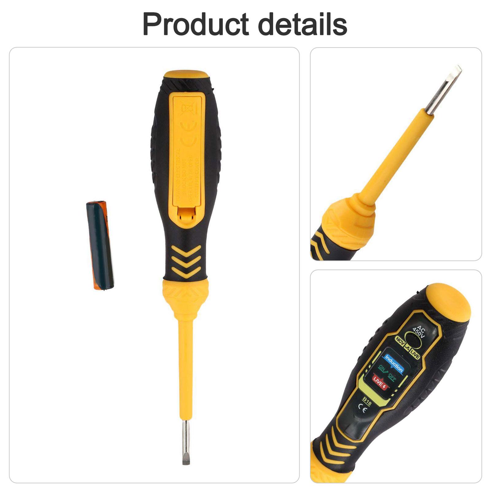 

Digital Voltmeter Pen LCD Backlight Voltmeter Battery Low Voltage Indication B18-yellow