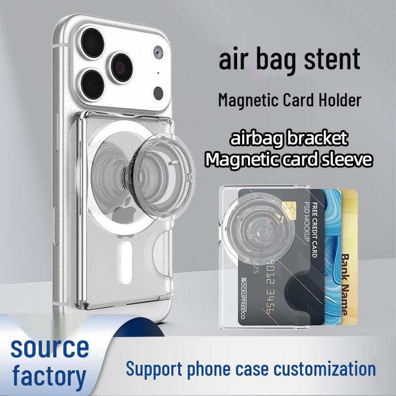 

Магнитный держатель для карт и подставка для мобильного телефона Apple - Вмещает 3 карты, Невидимое хранение прозрачный