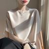 Silk Satin Summer Women's New Round Neck Loose Batman Shirt Slim Temperament Versatile T-shirt Short Sleeves, Top