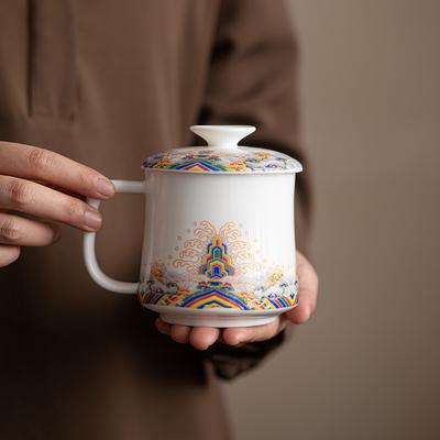 Suet Jade White Porcelain Teacup Ceramic Water Cup Creative Seawater Jiangya Household Drinking Water Personal Cup Office Meeting Cup
