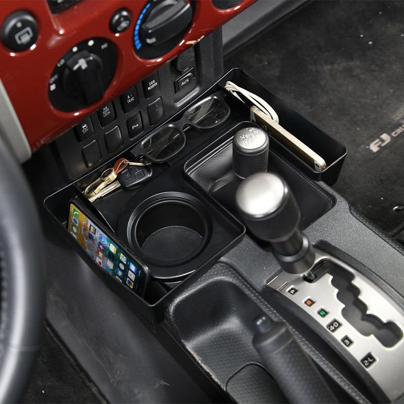 LHD For Toyota FJ Cruiser 2007- Black Car Center Console Gear Side Storage Box Phone Box Car Interior Accessories