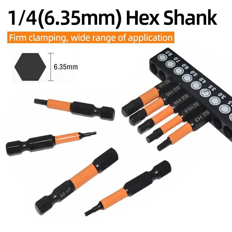 Cheie Allen cu cap hexagonal, set de biți de șurubelniță SAE metrice, 1/4" cu coadă hexagonală, biți de șurubelniță magnetică din oțel S2, scule de găurit electrice de mână