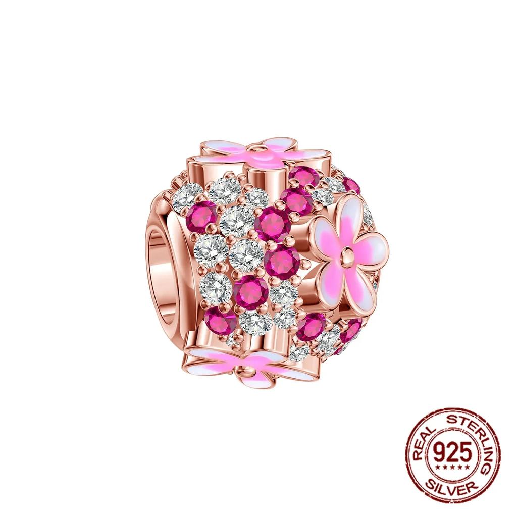 S925 Silver Butterfly Sparkling Flower Iris Tulip Lavender Sunflower Beads Fit Original  Bracelet DIY Bead Women Jewelry