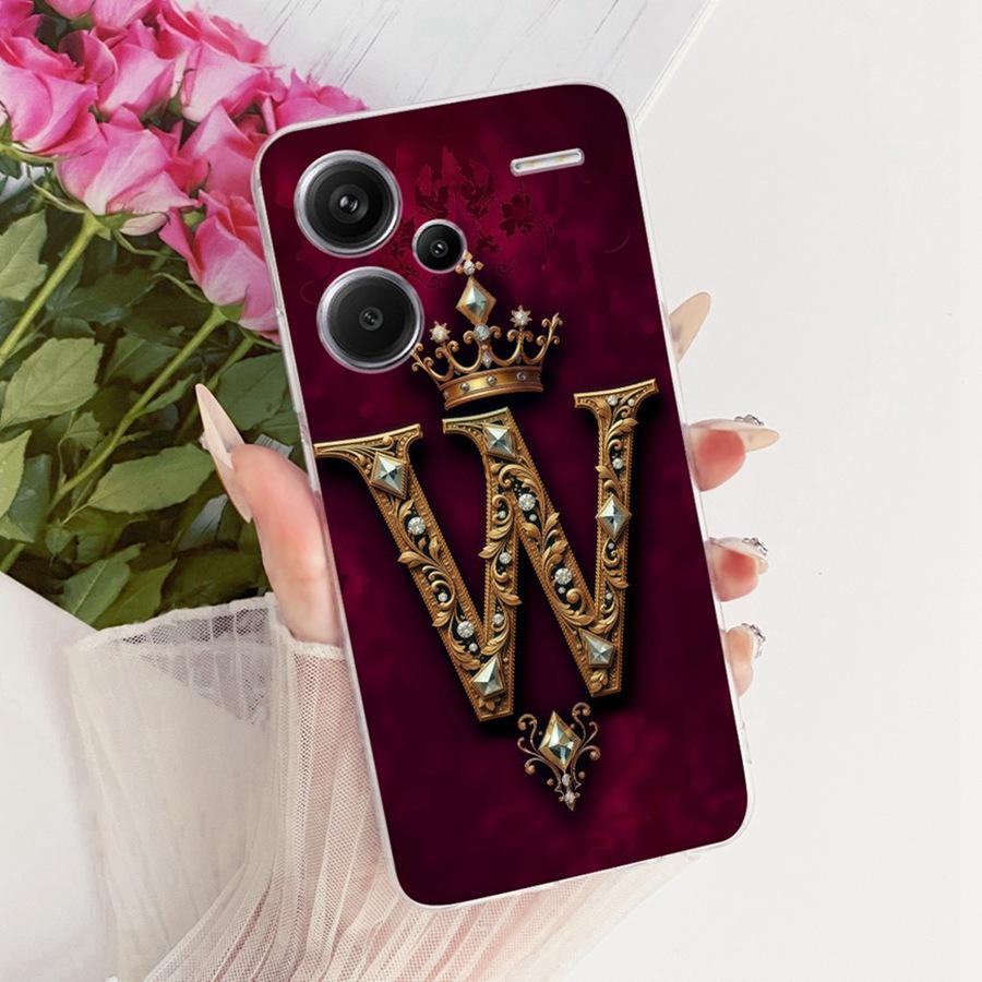 For Xiaomi Redmi Note 13 Pro Plus Case Initial Letter Silicone Protective Soft Back Cover For Redmi Note13 13Pro 5G Phone Fundas