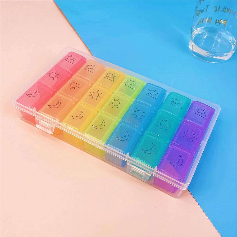 

Таблетница органайзер на 7 дней 21 сетка 3 раза в день портативный дорожный с большими отделениями для витаминов лекарств рыбьего жира