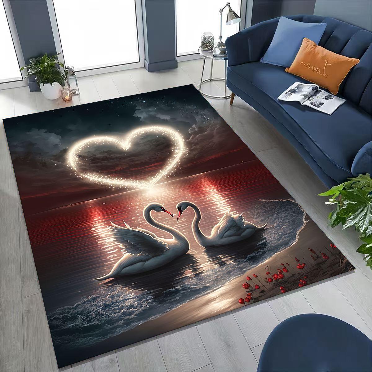 

Dream Love Swan Art Cartoon Rug for Bedroom Living Room Sofa Home Doormat Decor,Large Kids Play Non-slip Floor Mat Gift 40x60cm( 15x23in )