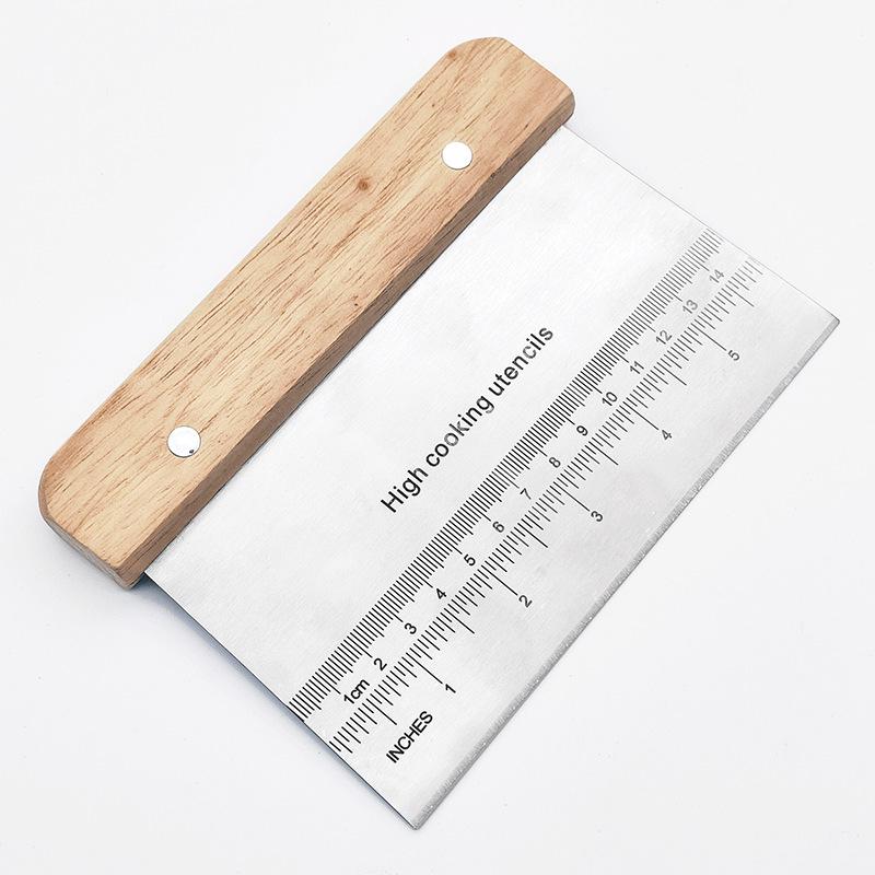 Beech Wood Handle Stainless Steel Beveled Dough and Nougat Cutter Baking Tool