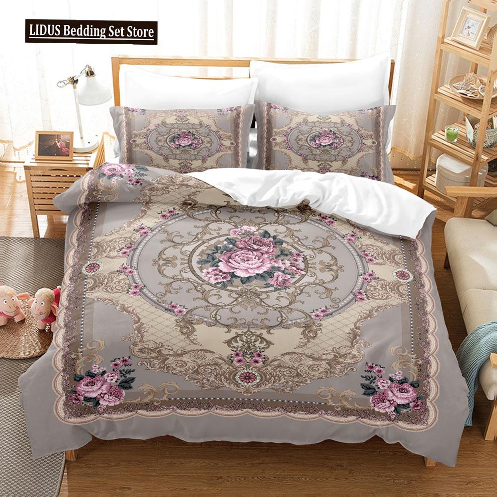 Flower Duvet Cover Set Colourful Flower 3D Print King Queen Full Size Polyester Comforter Cover With Pillowcases For Girl Kid