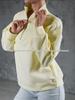 Hip Hop Casual Half-Zip Lapel Hoodie - Versatile Autumn/Winter Solid Color Top