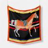 Twill Silk Scarf Woman Horse Painting Square Scarves Wraps Bandana Small Hijab Silk Foulards Tie Headband Neckerchief 53CM